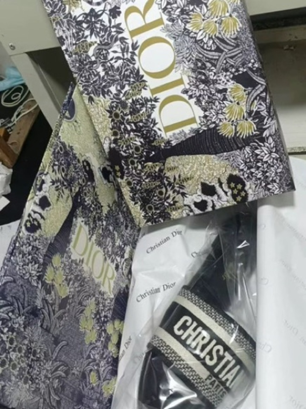 Dior Black & Cream Christian Logo Slide Sandal